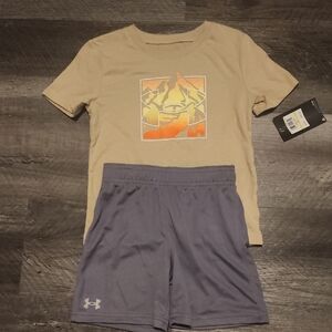 Under Armour Desert Sand Tee and Charcoal Shorts Set Size 4T
